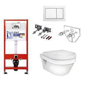 Комплект унитаз безободковый Gustavsberg Hygienic Flush и инсталляция TECE base kit 4в1